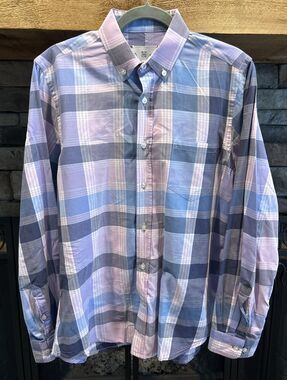 mens RVYC plaid NO BOAT NO PROBLEM long sleeve button up shirt sz L *C3